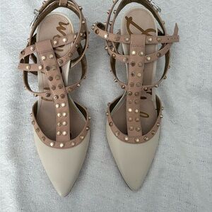 Sam Edelman Beige Studded 3 row Strappy Heels